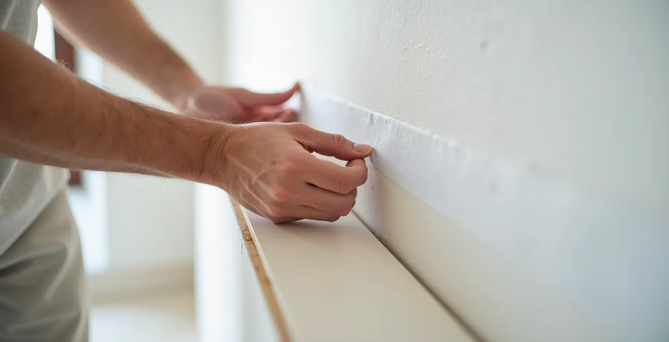 Application professionnelle du ruban papier dans un angle intérieur