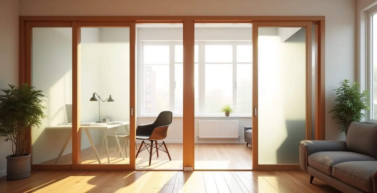 Cloison acoustique translucide laissant passer la lumière dans un intérieur québécois