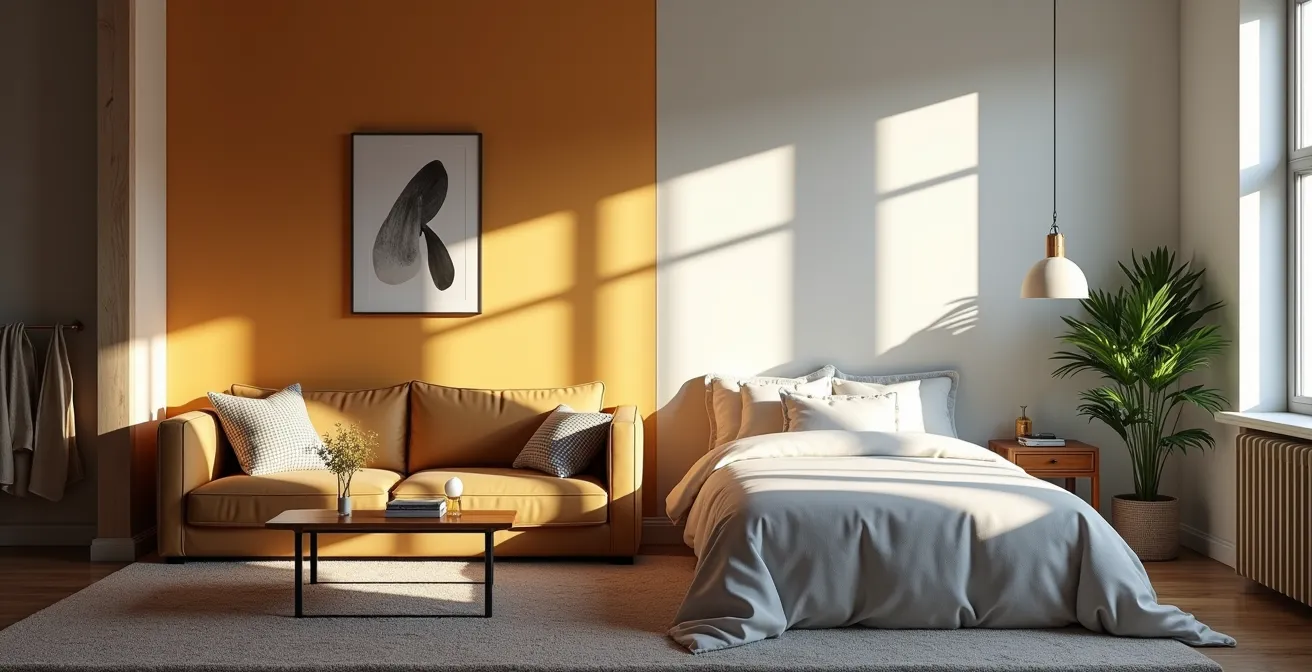 Intérieur d'appartement montréalais montrant la dualité entre location longue durée et court terme