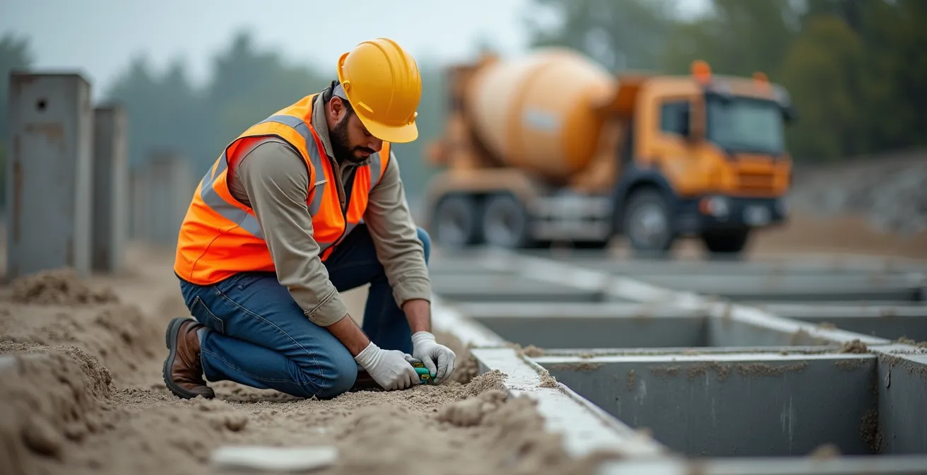 Inspection des fondations en béton sur un chantier de construction résidentiel
