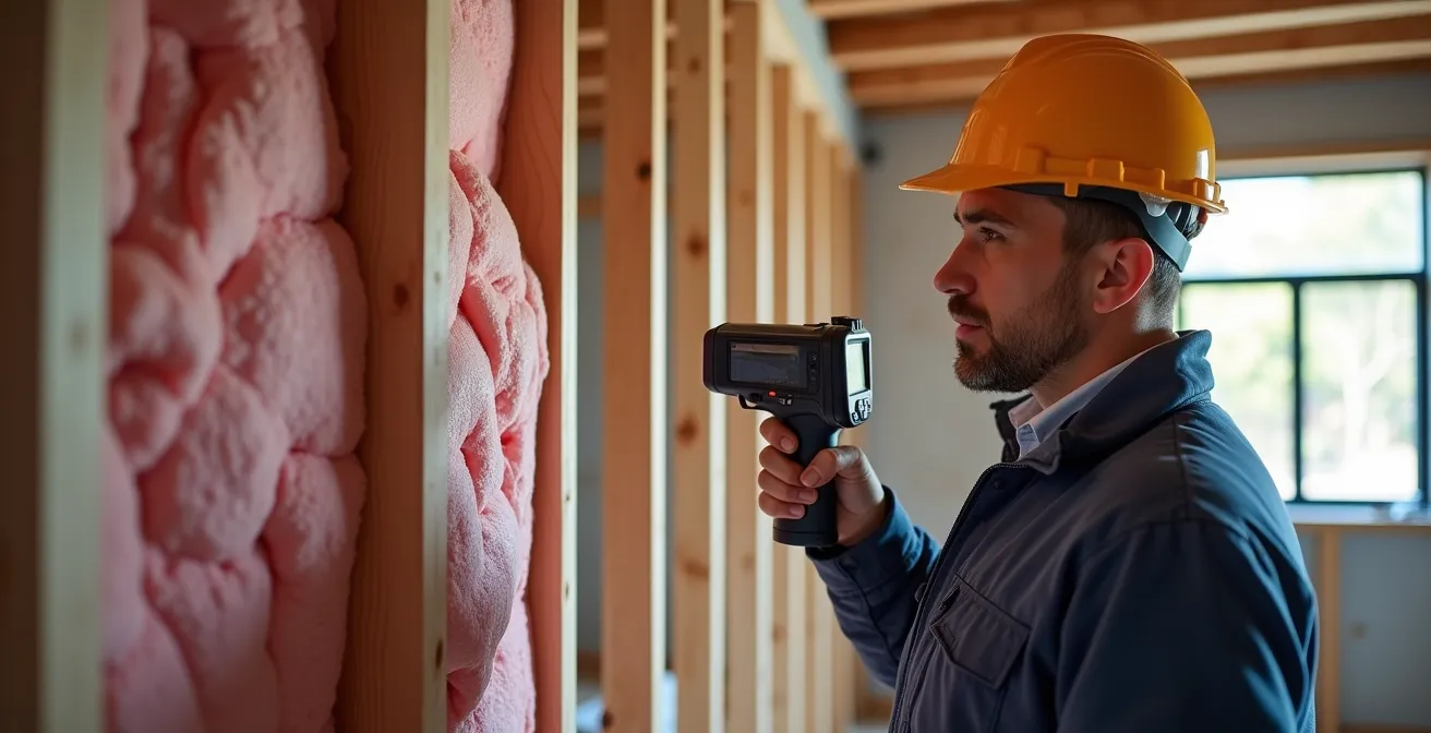 Inspection technique des murs ouverts avec isolation visible avant pose du gypse