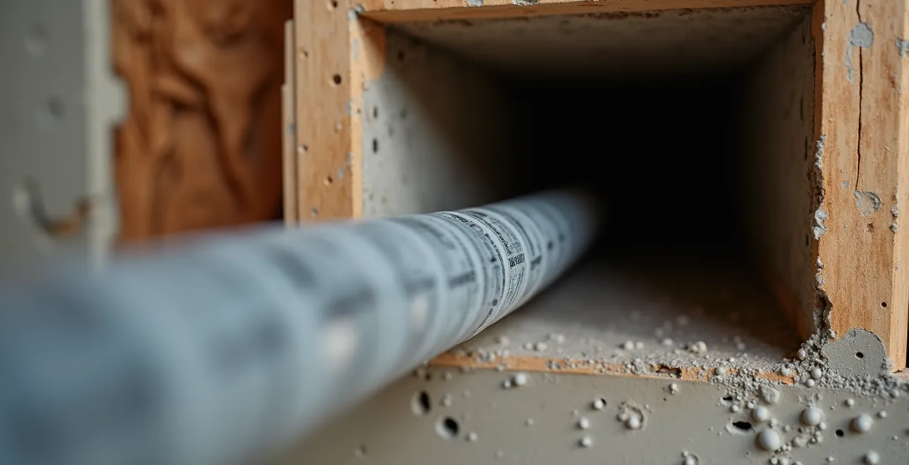 Coupe technique montrant l'installation d'un conduit vide entre le panneau électrique et le garage pour future borne V2G