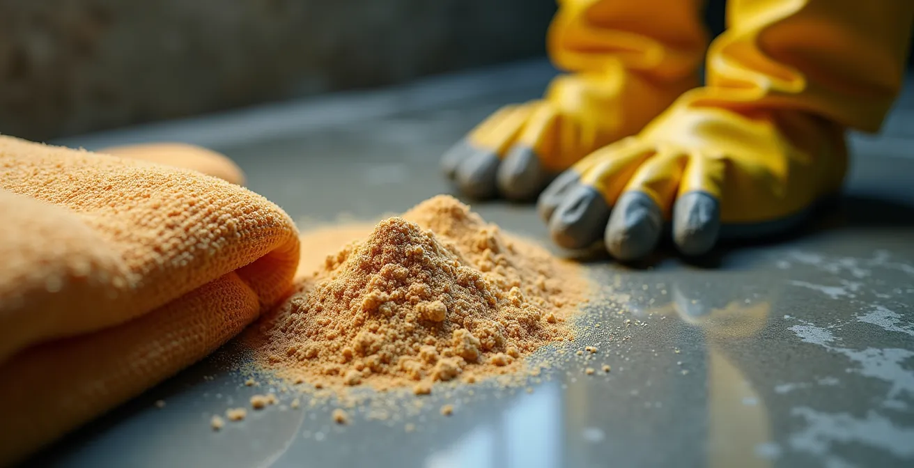 Kit d'urgence avec matériel absorbant et équipement de protection contre les fuites de mazout