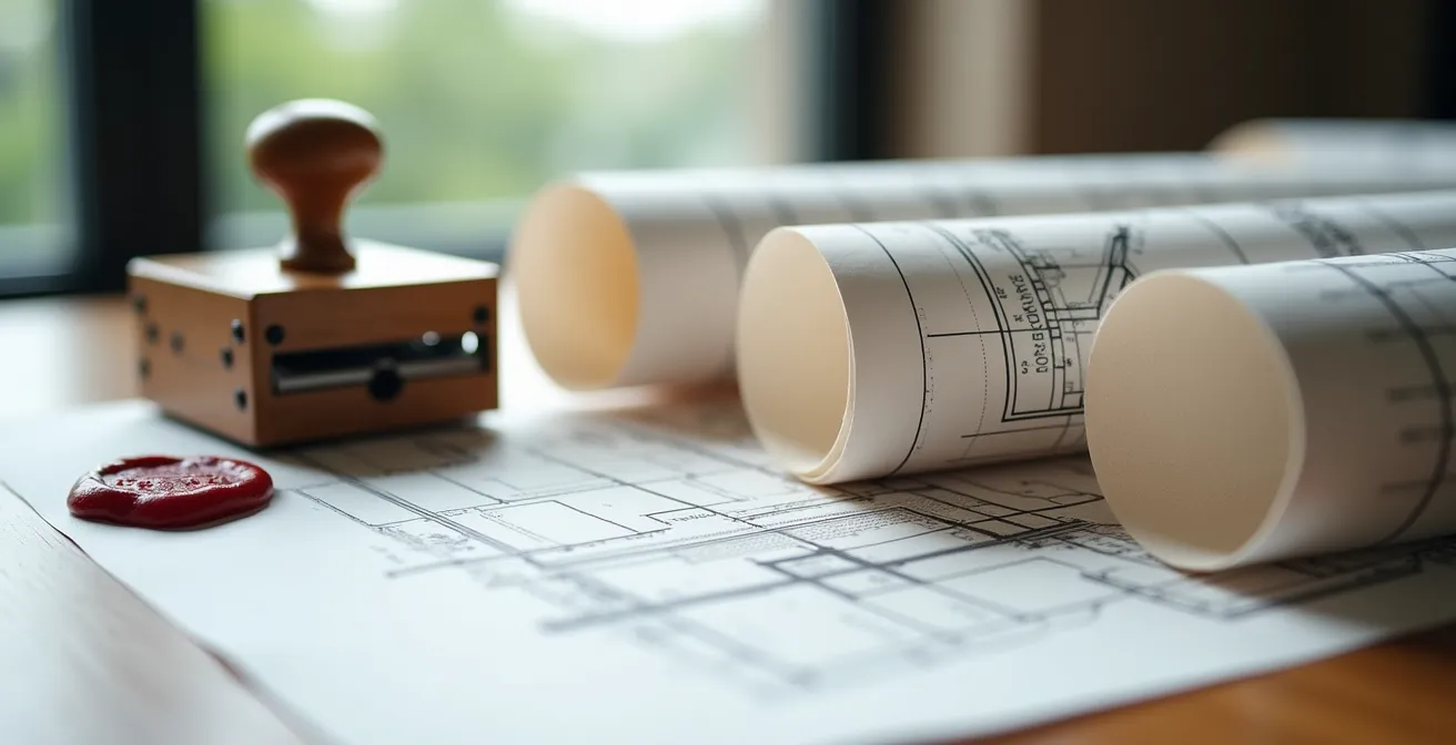 Plans architecturaux et documents officiels pour permis de construction municipal