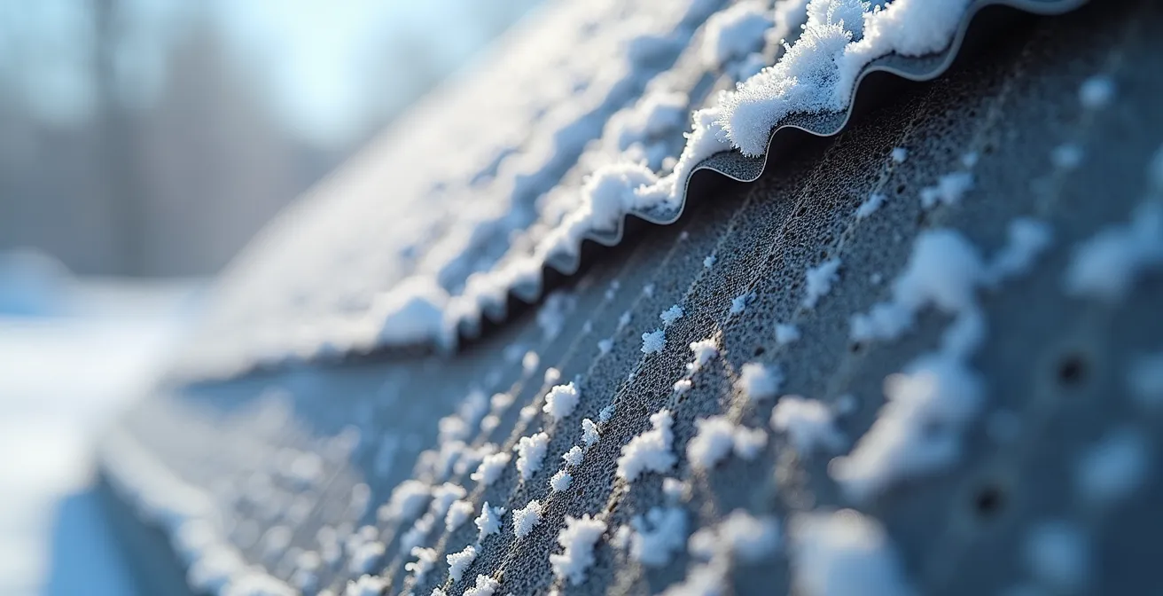 Coupe transversale d'un système de ventilation de toiture avec circulation d'air des soffites vers le faîte